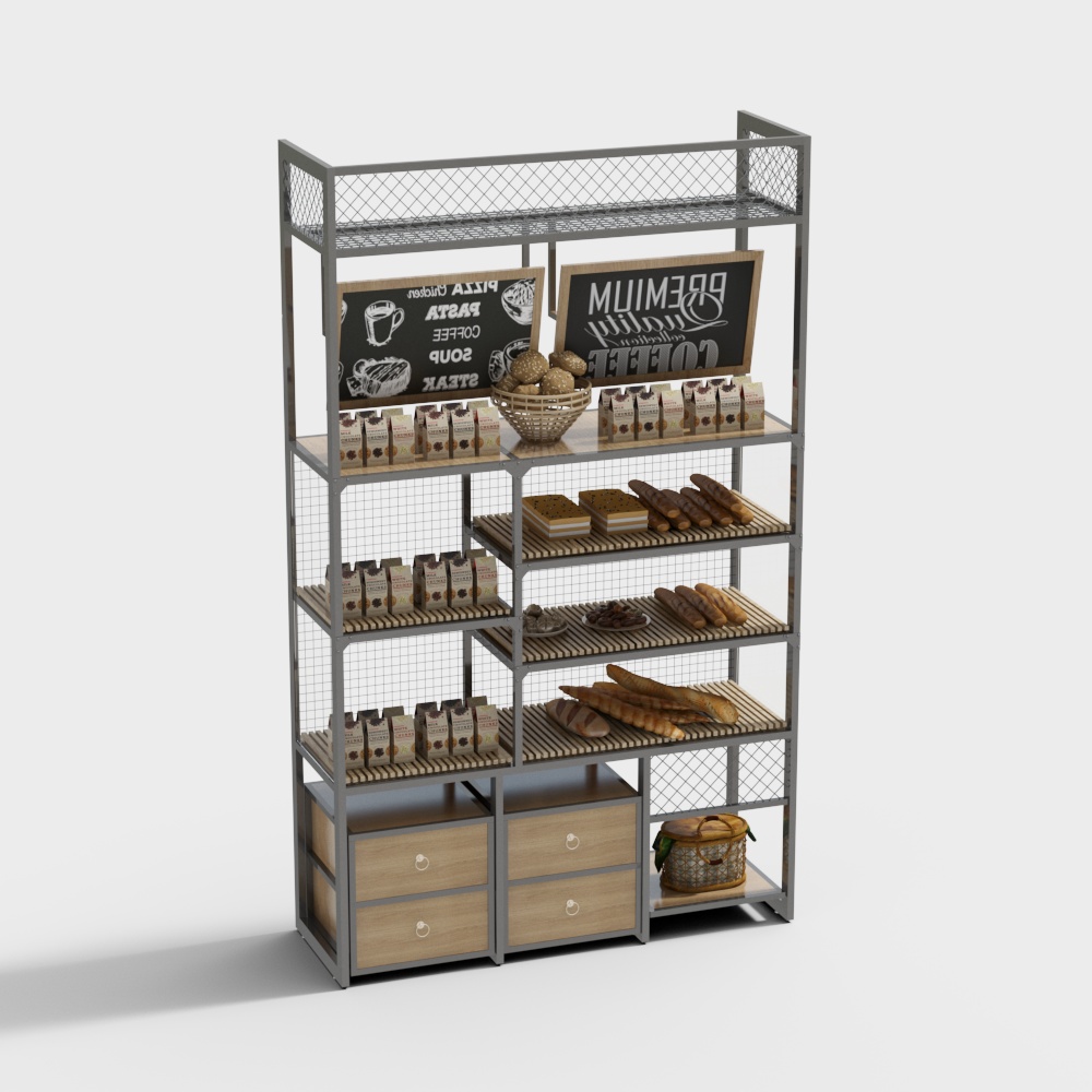 Low Poly Bread Display Rack 3D model