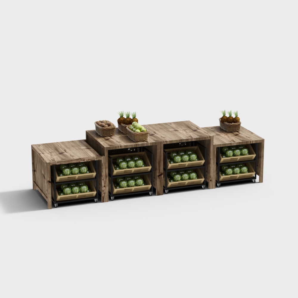 Modern fruit and vegetable store shelves