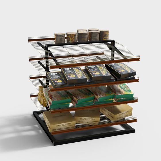 Detailed Supermarket Shelf 3D Model