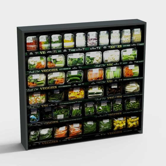 Realistic 3D Vegetable Display Case Model