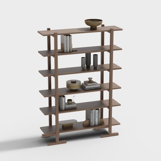 Stylish Low-Poly Bookshelf 3D model for Creative Use