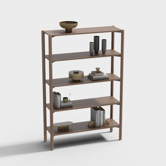 Elegant Low-Poly Bookshelf 3D model for Modern Interiors