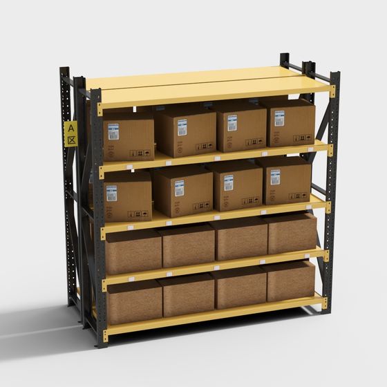 Industrial Style 3D Model of Storage Shelving