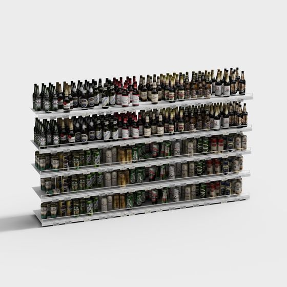 Realistic Beverage Shelf 3D model