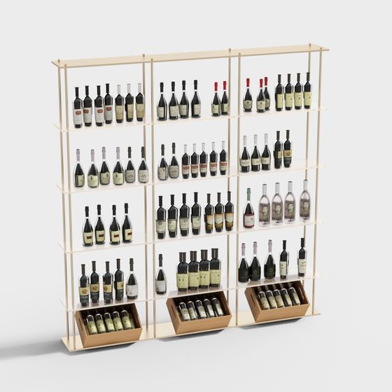 Elegant Low-Poly Wine Rack 3D model