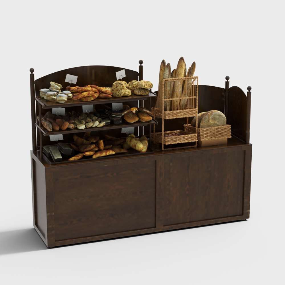 Charming Bakery Bread Display Cabinet 3D Model