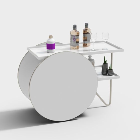 Modern Round Table and Bar Combo 3D model