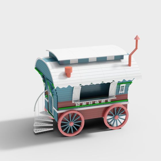 Charming Food Truck 3D model in Low Poly Design