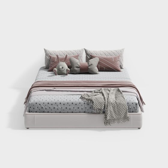 Charming Low-Poly Bed 3D Model for Modern Bedrooms