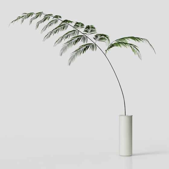 Stylish Gray Green Plants 3D Model