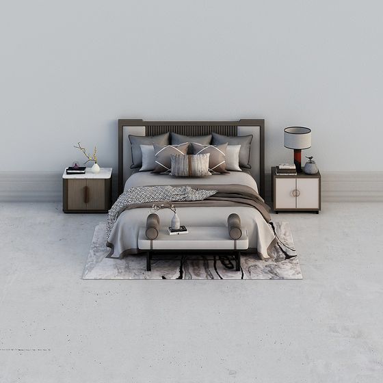 Stylish Bedroom Set 3D model for Modern Interiors