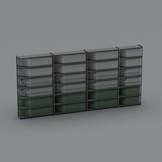 Low-Poly Detailed Library Bookshelf 3D model