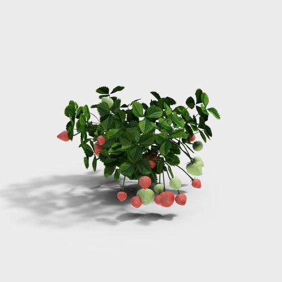 Low-Poly Strawberry Vine 3D model for Creative Projects