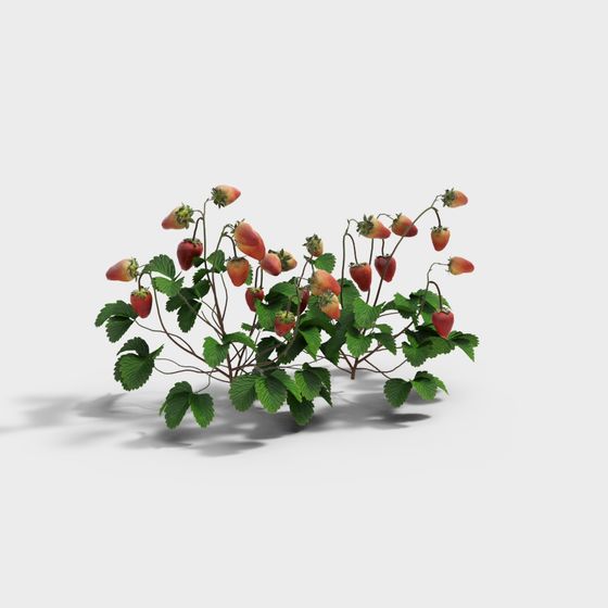Vibrant Strawberry Bush 3D model for Creative Projects