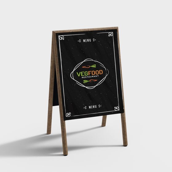 VegFood Restaurant Menu Board 3D model