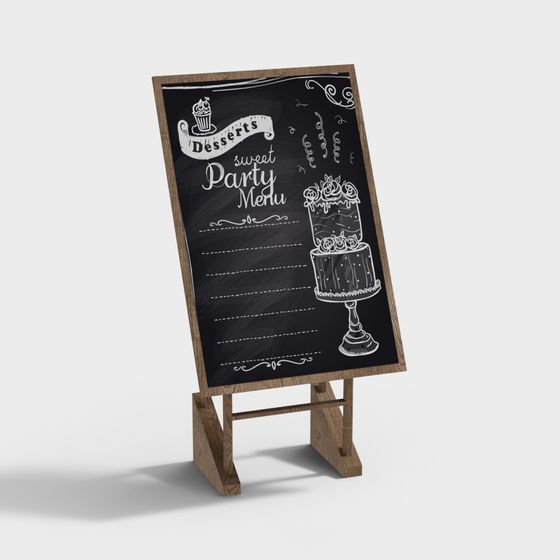 Vintage Chalkboard Stand 3D model