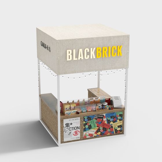 Black Brick Market Stall 3D model