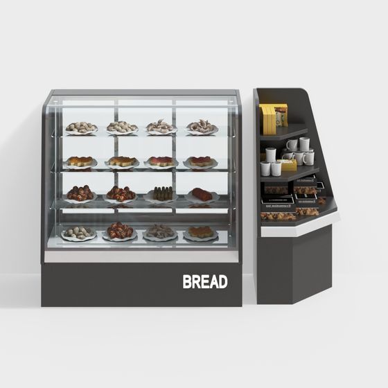 Low-Poly Realistic Bread Display Case 3D model