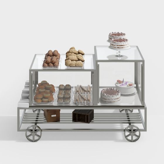 Stylish Dessert Cart 3D model for Modern Aesthetics