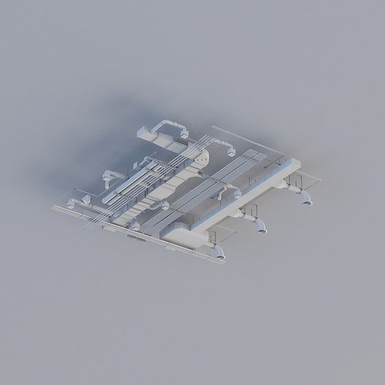Futuristic Ceiling Pipeline System 3D model for Modern Design