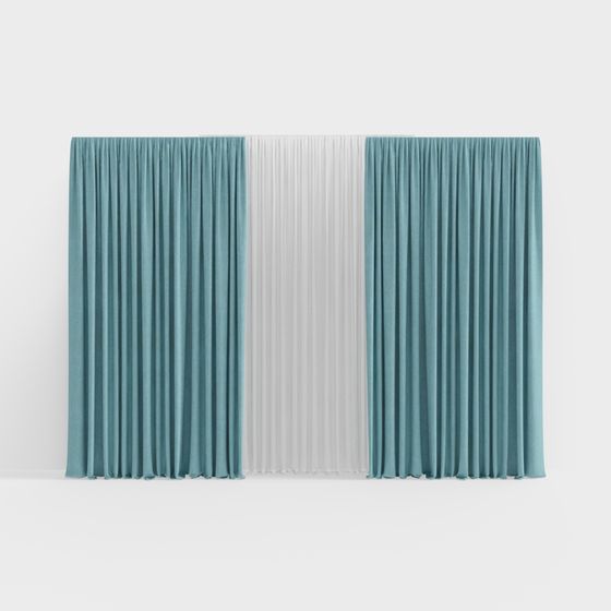 Split Velvet Curtain 3D model