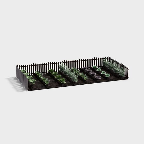 Detailed Low-Polygon Vegetable Garden 3D model