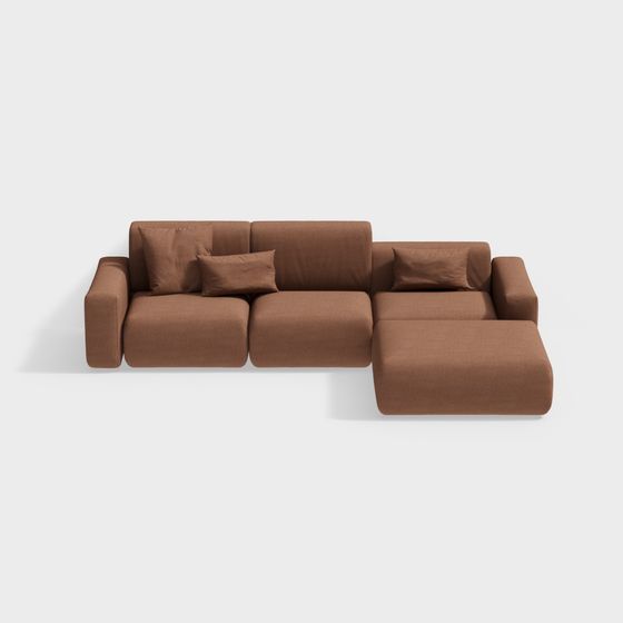Stylish Low-Poly Sofa 3D model for Modern Interiors
