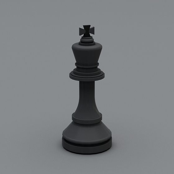 Elegant Black King Chess Piece 3D model