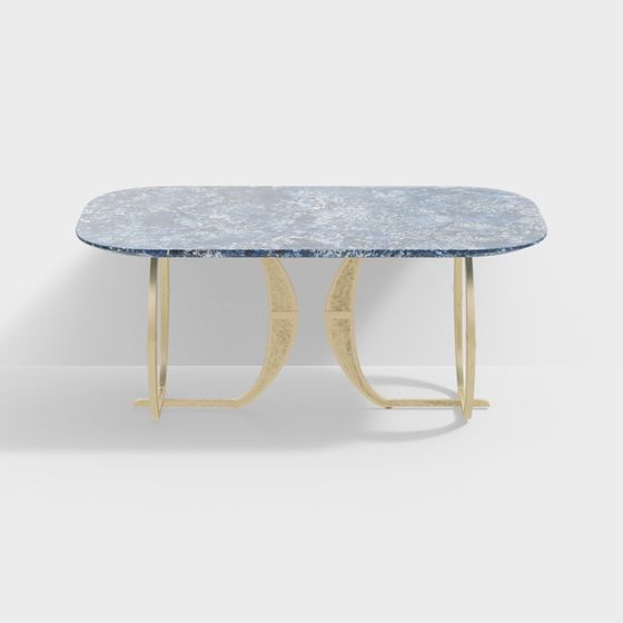 Elegant Oval Marble Dining Table 3D model