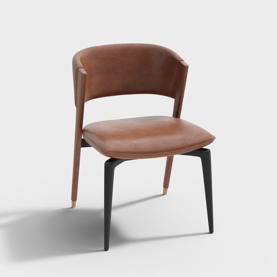 Modern Leather and Metal Chair 3D model