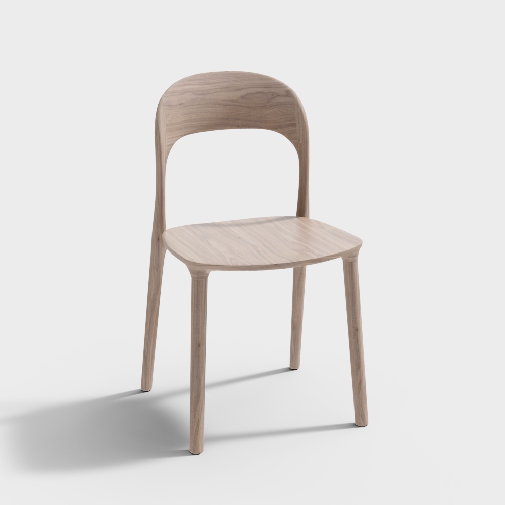 Modern Minimalist Chair 3D Model – Scandinavian Wood Design