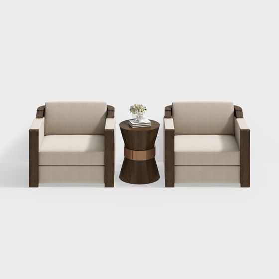 Urban Living Room Double Sofa 3D model