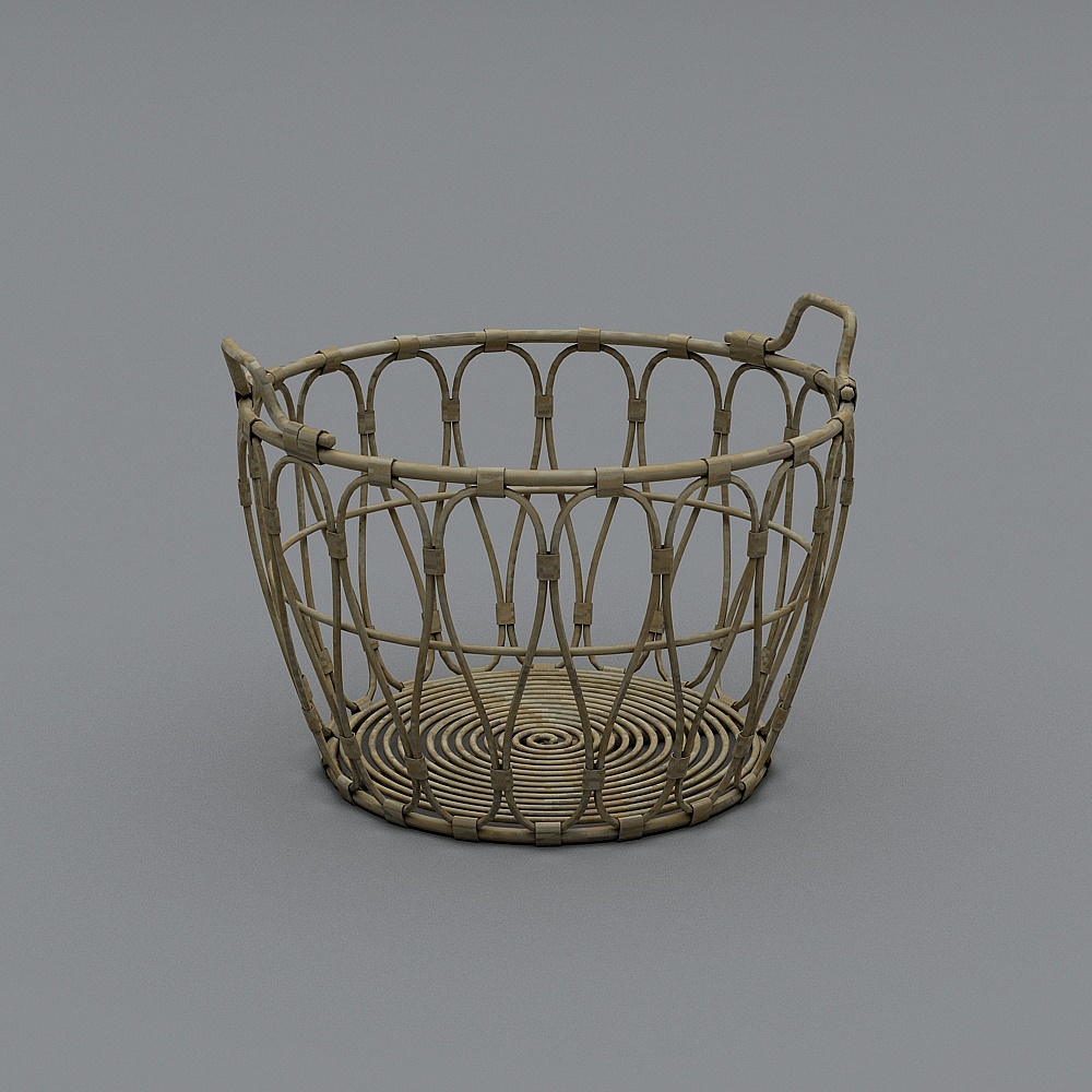 Charming Low-Poly Woven Basket 3D model