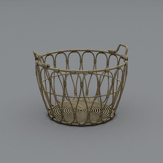 Elegant Low-Poly Woven Basket 3D model for Creative Projects