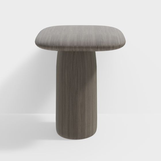 Stylish Wooden Round Stool 3D model