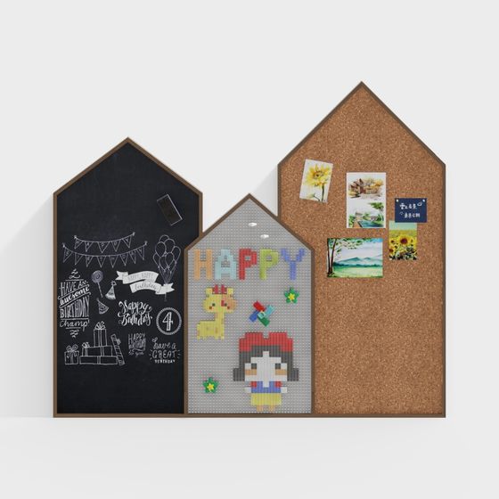 Colorful Cottage Message Board 3D model