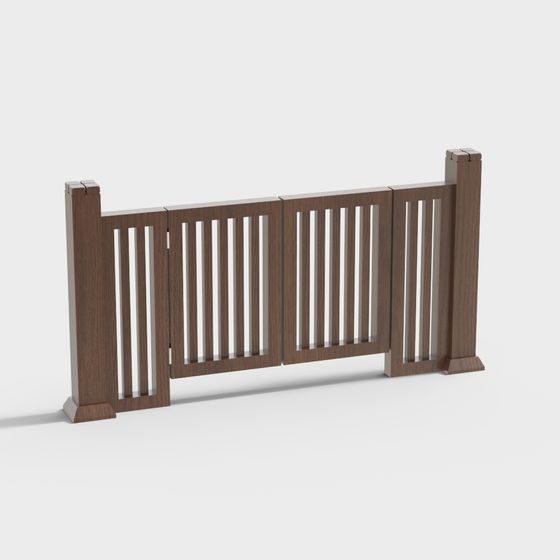 Rustic Wooden Fence 3D model