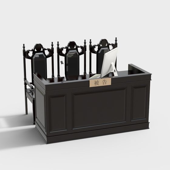 Elegant Courtroom Judge's Bench 3D model