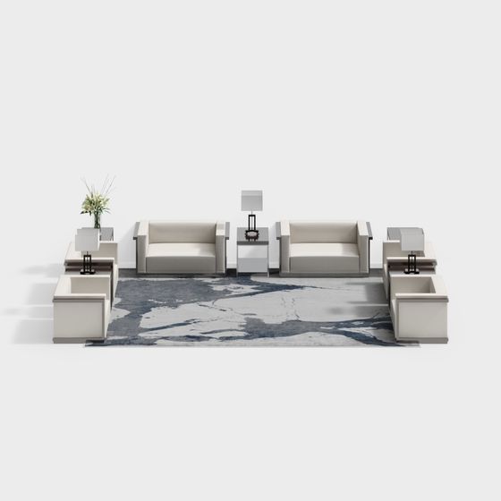 Low Polygon 3D Furniture Set for Modern Aesthetics