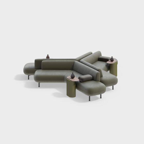 Stylish Low-Poly Sofa 3D model for Modern Interiors