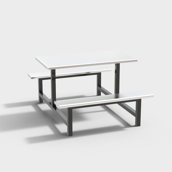 Urban Low-Poly Bench and Table 3D Model
