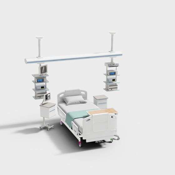 Low Poly Hospital Bed 3D Model Set