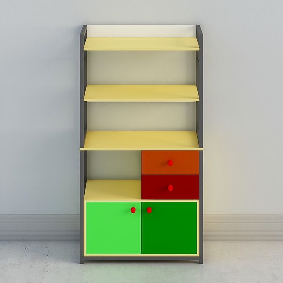 Vibrant Low Poly Bookshelf 3D model