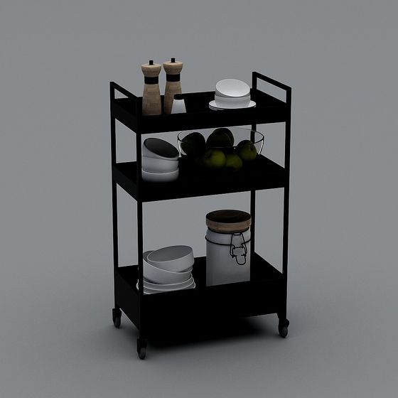 Low Poly Kitchen Cart 3D model