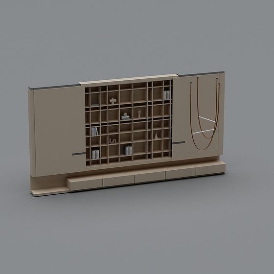 Stylish Low-Poly Bookshelf 3D model