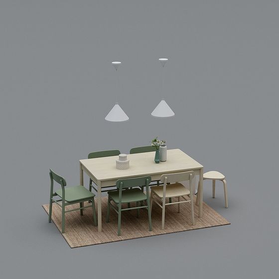 Elegant Dining Table 3D Model for Interiors
