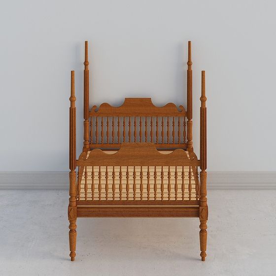 Retro Bed Frame 3D model for Artistic Spaces