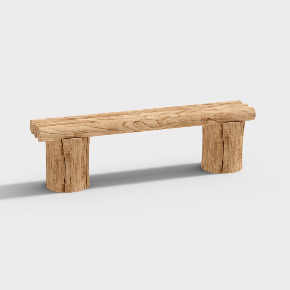 Stunning Tree Root Bench 3D Model – Rustic Wood Design