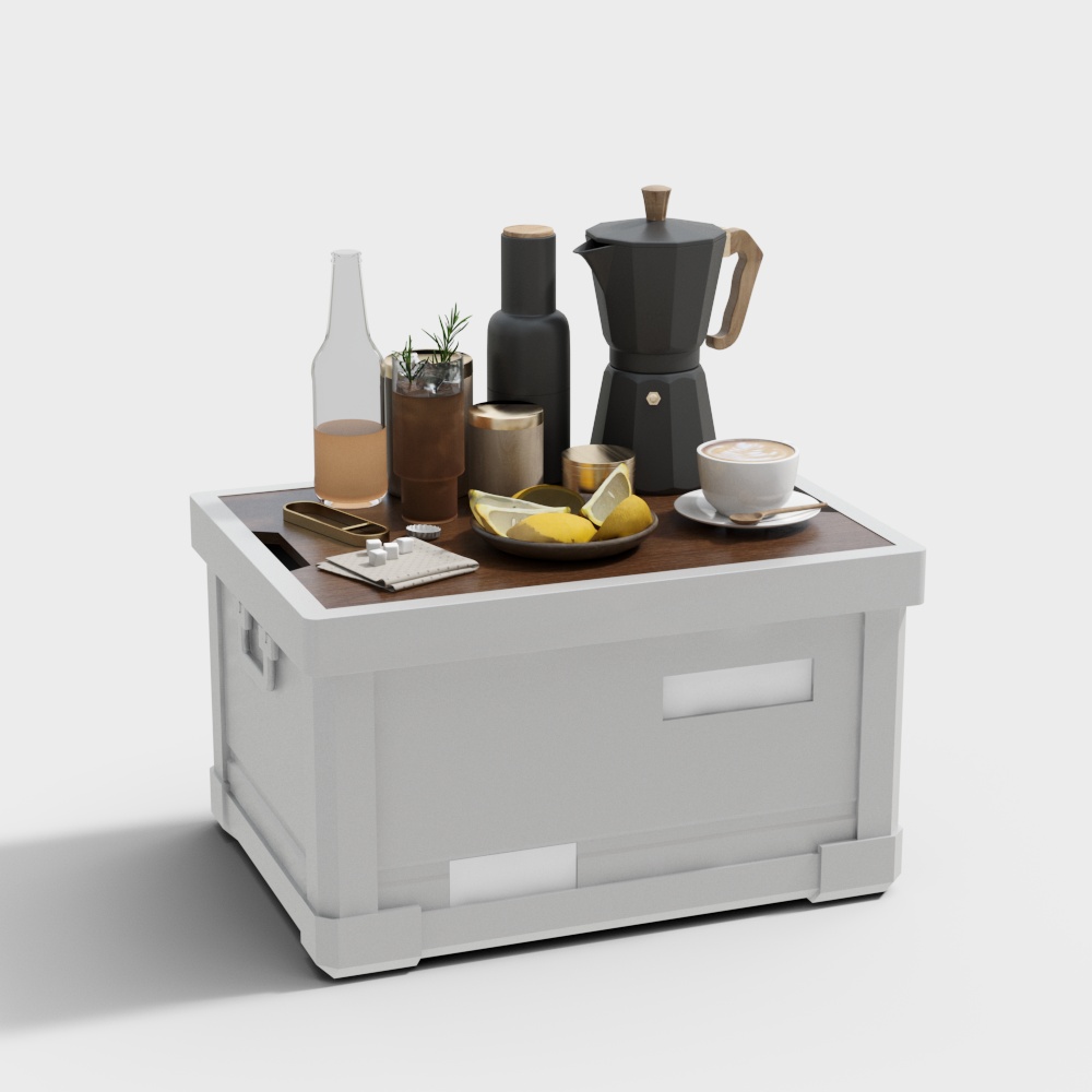 Elegant Coffee Corner 3D Model – Modern Textured Design