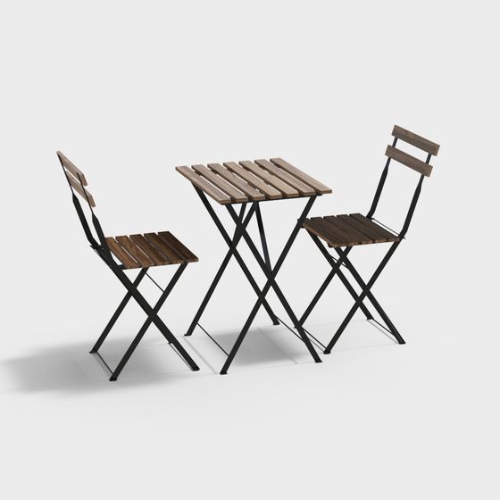 Chic Foldable Table and Chair Set 3D model for Relaxation